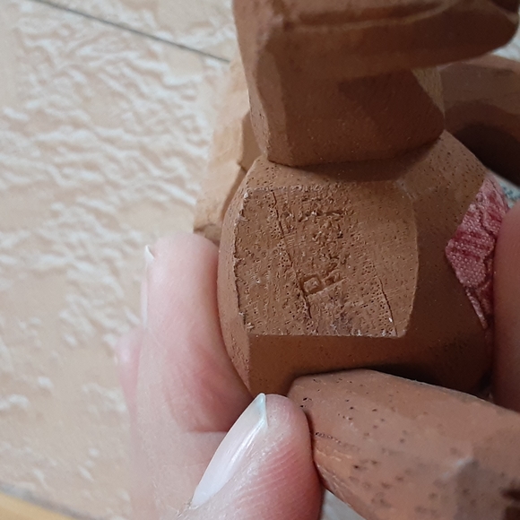 Christmas Ornaments Vintage hand carved Wood Farm Primitives Teddy Bear Angels - Picture 4 of 5